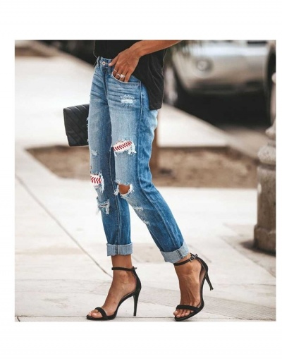 Replica Women Fashion Ripped Long Jeans  #795814 $32.54 USD for Wholesale