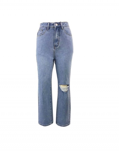 Replica Fashion Blue Ripped Hole Straight Jean Pants #795817 $33.99 USD for Wholesale