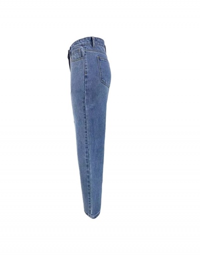 Replica Fashion Blue Ripped Hole Straight Jean Pants #795817 $33.99 USD for Wholesale