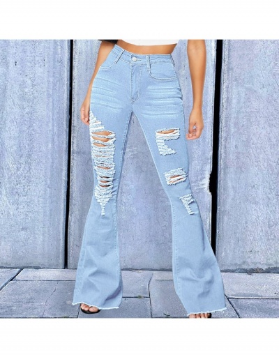 Ladies Black Ripped Flare Jeans  #795818 $28.15 USD, Wholesale Fashion Jeans