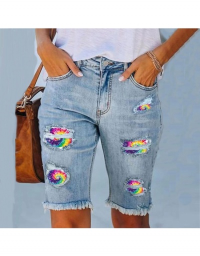 Women Patchwork Denim Ripped Short Jeans  #795821 $30.18 USD, Wholesale Fashion Jeans