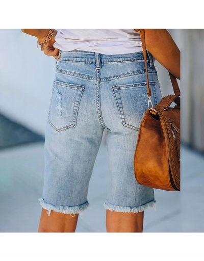 Replica Women Patchwork Denim Ripped Short Jeans  #795821 $30.18 USD for Wholesale