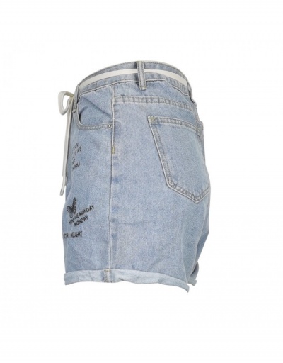 Replica Fashion Letter Printed Denim Shorts For Women #795831 $23.07 USD for Wholesale