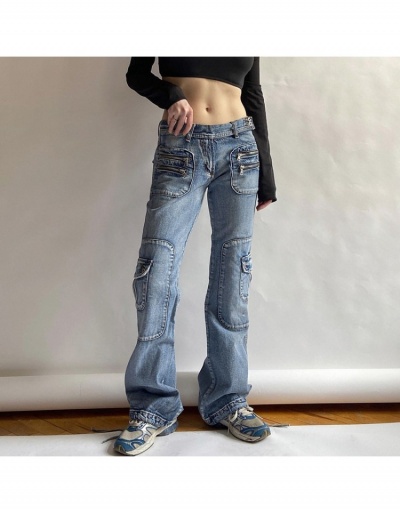 Y2K Style Blue Pockets Denim Low Rise Jean Trousers #795836 $37.96 USD, Wholesale Fashion Jeans