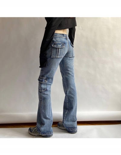 Replica Y2K Style Blue Pockets Denim Low Rise Jean Trousers #795836 $37.96 USD for Wholesale