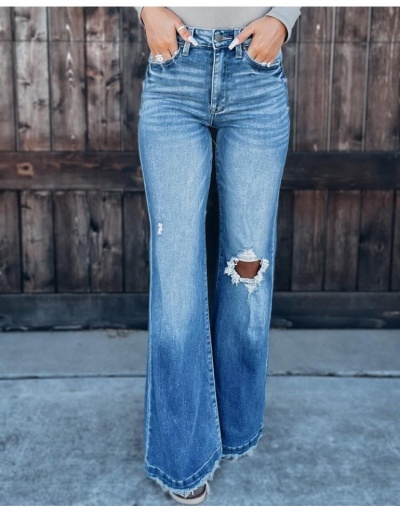 Women Ripped Ripped Flare Long Pants  #795838 $32.70 USD, Wholesale Fashion Jeans