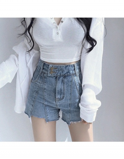 Replica Trendy Street Blue High Waist Ladies Denim Shorts #795846 $21.84 USD for Wholesale