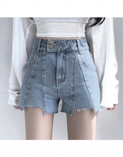 Replica Trendy Street Blue High Waist Ladies Denim Shorts #795846 $21.84 USD for Wholesale