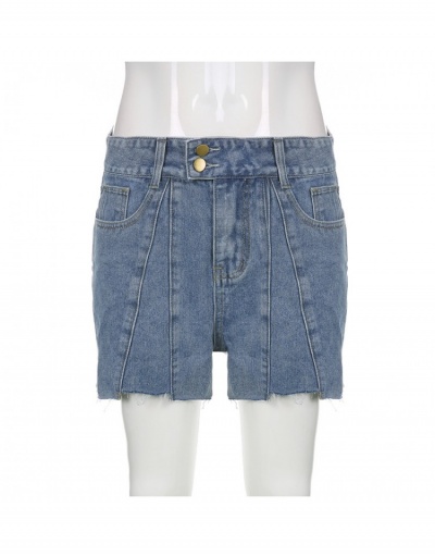 Replica Trendy Street Blue High Waist Ladies Denim Shorts #795846 $21.84 USD for Wholesale