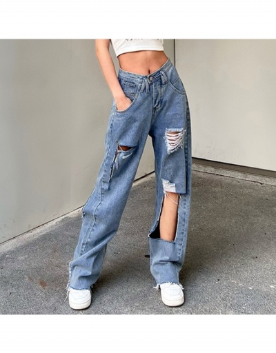 Replica Fashion Denim Raged Hem Ripped Women's Jeans #795849 $30.94 USD for Wholesale