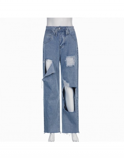 Replica Fashion Denim Raged Hem Ripped Women's Jeans #795849 $30.94 USD for Wholesale