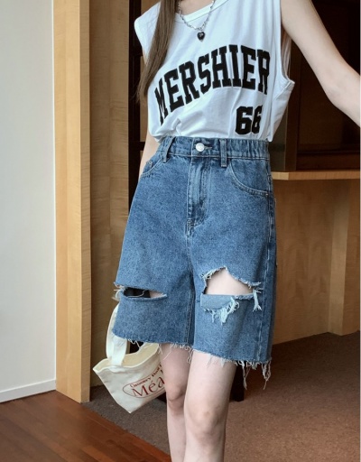  Loose Ripped Irregular High Waist Short Jeans #795853 $29.84 USD, Wholesale Fashion Jeans