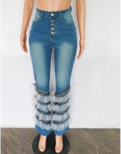 Replica  Denim High Waist Flare Legs Women Pants #795857 $38.81 USD for Wholesale