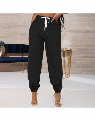 Replica  Women Solid Casual Ripped Long Jeans #795860 $23.28 USD for Wholesale