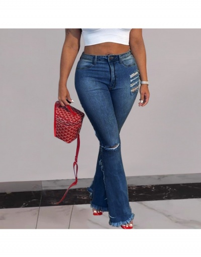 Women Fashion Denim Ripped Flare Long Pants  #795865 $40.53 USD, Wholesale Fashion Jeans