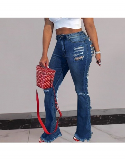 Replica Women Fashion Denim Ripped Flare Long Pants  #795865 $40.53 USD for Wholesale