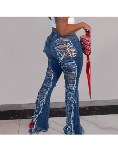 Replica Women Fashion Denim Ripped Flare Long Pants  #795865 $40.53 USD for Wholesale