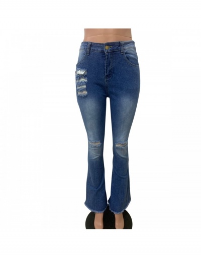 Replica Women Fashion Denim Ripped Flare Long Pants  #795865 $40.53 USD for Wholesale