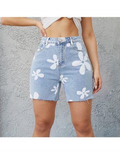 Replica  Fashion Flower Printed Denim Shorts #795869 $25.35 USD for Wholesale