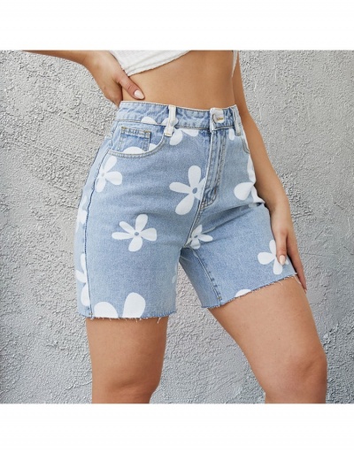 Replica  Fashion Flower Printed Denim Shorts #795869 $25.35 USD for Wholesale