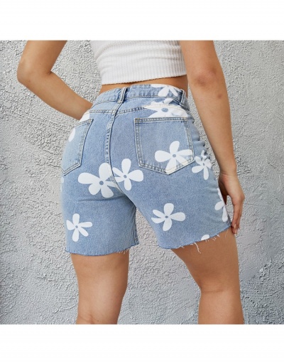 Replica  Fashion Flower Printed Denim Shorts #795869 $25.35 USD for Wholesale