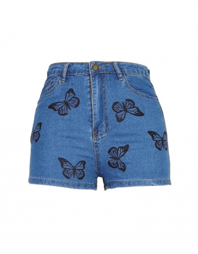 Replica Fashion Style Butterfly Pattern Denim Shorts #795870 $23.03 USD for Wholesale