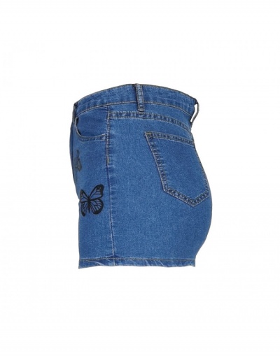 Replica Fashion Style Butterfly Pattern Denim Shorts #795870 $23.03 USD for Wholesale