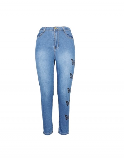 Replica  Casual Style Butterfly Pattern Denim Jeans #795876 $25.14 USD for Wholesale