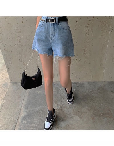 Replica  High Waist Casual Denim Short Pants With Belt #795880 $27.04 USD for Wholesale