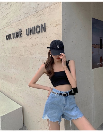 Replica  High Waist Casual Denim Short Pants With Belt #795880 $27.04 USD for Wholesale