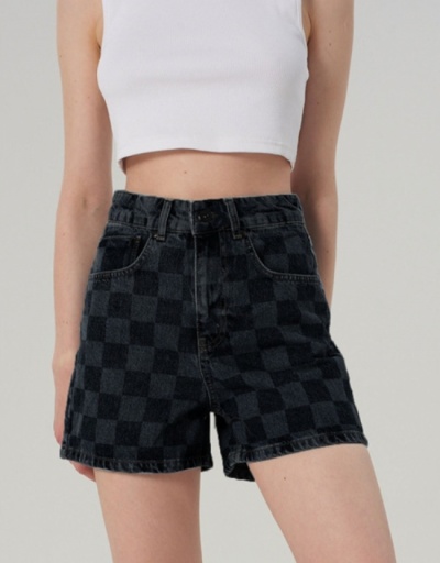 Replica  Design Sense Plaid Denim Women's Hot Pants #795888 $29.25 USD for Wholesale