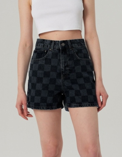 Replica  Design Sense Plaid Denim Women's Hot Pants #795888 $29.25 USD for Wholesale