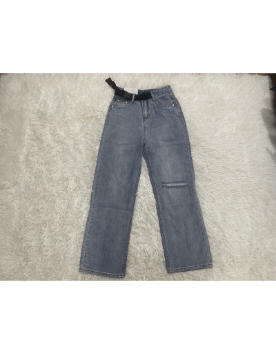 Replica  Fashion Casual Ripped Pure Color Women's Denim Jeans #795890 $28.73 USD for Wholesale