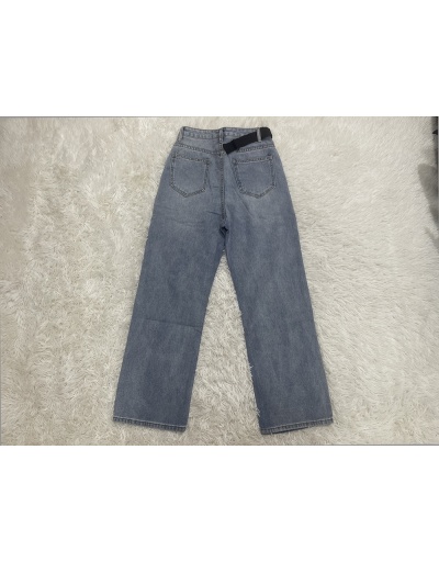 Replica  Fashion Casual Ripped Pure Color Women's Denim Jeans #795890 $28.73 USD for Wholesale