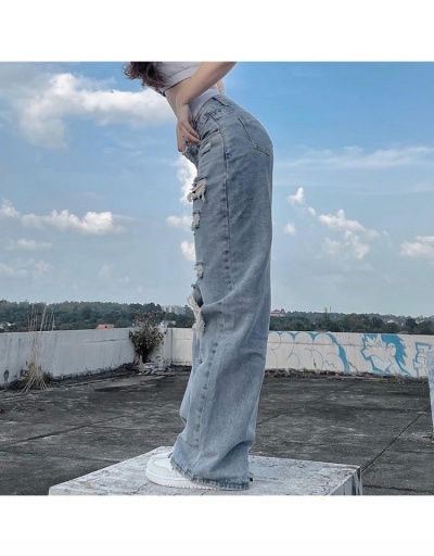 Replica  Ripped High Waist Casual Street Straight Jeans #795892 $32.13 USD for Wholesale