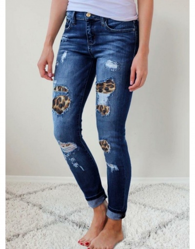 Replica Women Fashion Ripped Patchwork Long Jeans  #795896 $29.71 USD for Wholesale