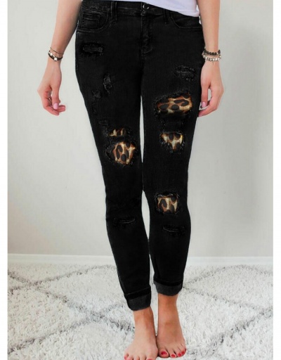 Replica Women Fashion Ripped Patchwork Long Jeans  #795896 $29.71 USD for Wholesale