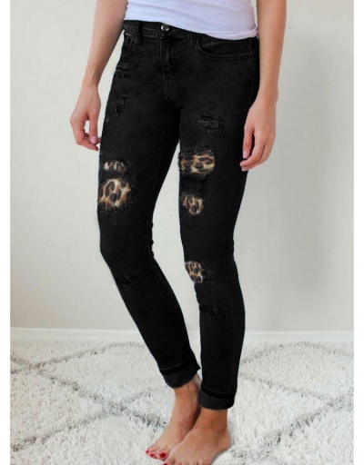 Replica Women Fashion Ripped Patchwork Long Jeans  #795896 $29.71 USD for Wholesale