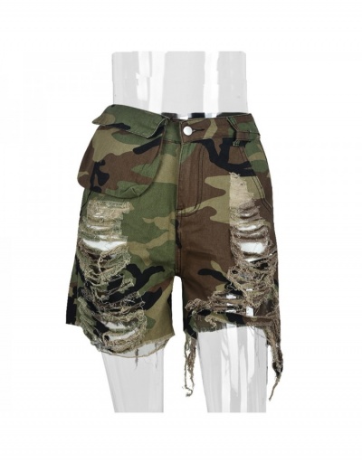 Replica Camouflage  Ripped Pockets Straight Summer Shorts #795902 $29.74 USD for Wholesale