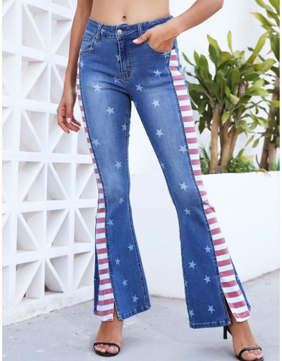 American Flag Pattern Flare Jean Trousers For Women #795904 $46.82 USD, Wholesale Fashion Jeans