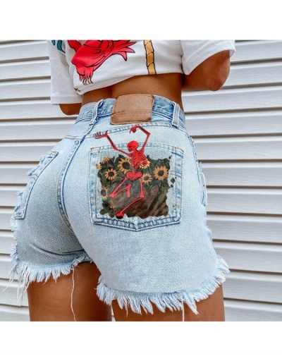 Euro Style Skull Pattern Denim Short Pants  #795908 $24.21 USD, Wholesale Fashion Jeans