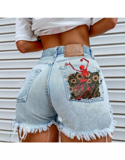 Replica Euro Style Skull Pattern Denim Short Pants  #795908 $24.21 USD for Wholesale