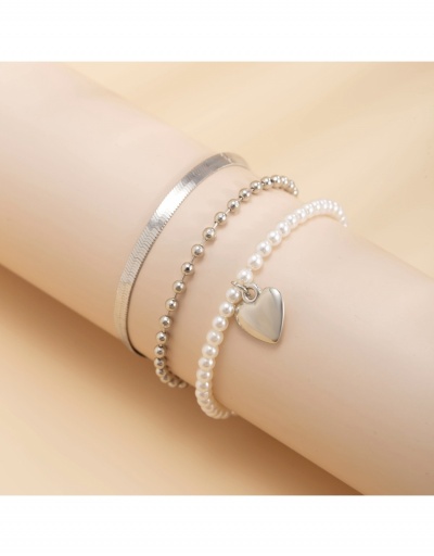 Replica Ladies Casual  Faux Pearl  Heart Pendant Bracelet Sets #795947 $6.58 USD for Wholesale