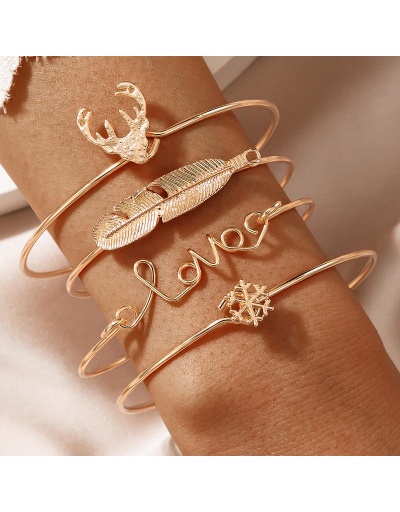 Fashion Alloy Letter Feather Four Piece Bracelet Sets #795956 $5.33 USD, Wholesale Fashion Bracelet