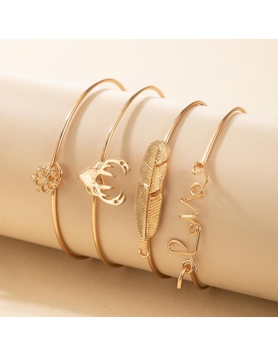 Replica Fashion Alloy Letter Feather Four Piece Bracelet Sets #795956 $5.33 USD for Wholesale