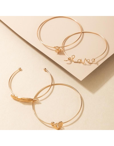 Replica Fashion Alloy Letter Feather Four Piece Bracelet Sets #795956 $5.33 USD for Wholesale