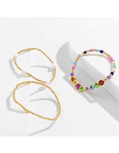 Replica  Acrylic Letter Contrast Color Beaded Bracelet Sets #795977 $5.94 USD for Wholesale