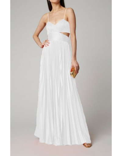 Replica Sexy Solid Backless Cutout Maxi Dress Sleeveless V Neck #796012 $37.42 USD for Wholesale