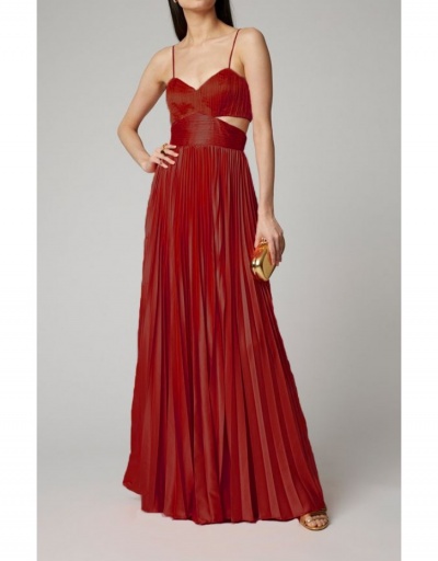 Replica Sexy Solid Backless Cutout Maxi Dress Sleeveless V Neck #796012 $37.42 USD for Wholesale