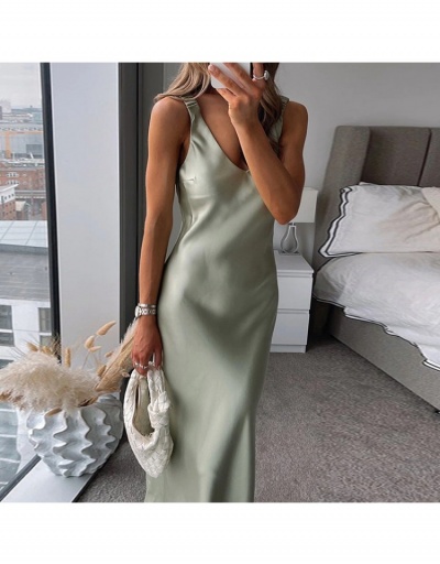 Replica  Sexy V-Neck Pure Color Midi Dress For Women Sleeveless V Neck #796022 $22.75 USD for Wholesale